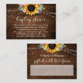ブラウンウッドライトサンフラワーディスプレイブライダルシャワー エンクロージャーカード (正面/裏面)