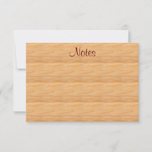 ブラウンウッドルック書付きスクリプト文字テンプレート ノートカード (正面)