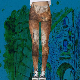 ブラウンウッド抽象芸術アモダンートシックパーティー |カジュアル | レギンス