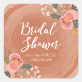 ブラウンウッド素朴フローラブライダルシャワースクエア スクエアシール (正面)