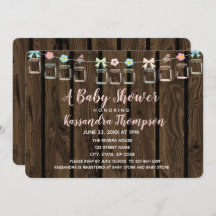 ブラウンウッド素朴メイスンジャベビーシャワー招待状