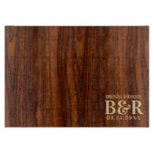ブラウンウッド結婚ズモノグラムタイポグラフィデザイン カッティングボード (正面)