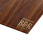 ブラウンウッド結婚ズモノグラムタイポグラフィデザイン カッティングボード (角)