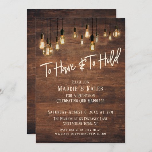 ブラウンウッド・エジソンライト「愛を捧げ、愛を守る」 招待状 (正面/裏面)