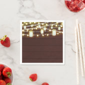 ブラウンウッド&ストリングライトカントリー素朴パーティー スタンダードカクテルナプキン (インサイチュ)
