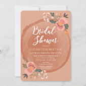ブラウンウッド リアルな花の ブライダルシャワー 招待状 (正面)