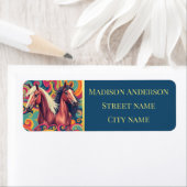 ブラウンウマカラフルパターン差出人住所ラベル ラベル (インサイチュ)