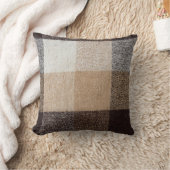 ブラウンウー市松模様にル:タータンチェックテクスチャ クッション (ブランケット)