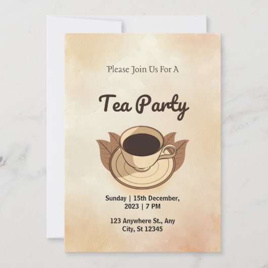 ブラウンエステティック ティーパーティー招待状 招待状 (正面)