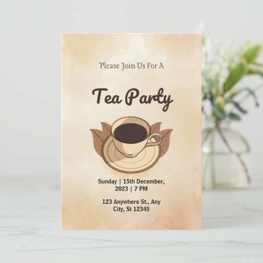 ブラウンエステティック ティーパーティー招待状 招待状 (スタンド正面)