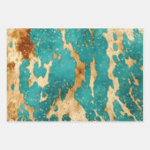 ブラウンエメラルド金ゴールドクリスマスツリースパークル ラッピングペーパーシート (正面3)