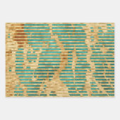 ブラウンエメラルド金ゴールドクリスマスツリースパークル ラッピングペーパーシート (正面2)