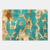 ブラウンエメラルド金ゴールドクリスマスツリースパークル ラッピングペーパーシート (正面)