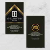 ブラウンエレガンス金ゴールドフェイクホームビルダー建築 名刺 (正面/裏面)