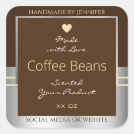 ブラウンエレガントおよびシルバー製品の包装ラベル スクエアシール