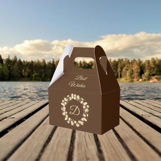 ブラウンエレガントお気に入りボックスフローラリース フェイバーボックス