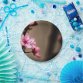 ブラウンエレガントとピンクの日本のさくらんぼ ペーパープレート (パーティー)