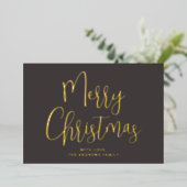 ブラウンエレガントと金ゴールドメリークリスマス金ゴールド 箔シーズンカード (立ち正面)