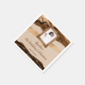 ブラウンエレガントアゲート写真招待状 スタンダードカクテルナプキン (角)