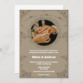 ブラウンエレガントウェディング招待状 招待状 (正面/裏面)