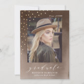 ブラウンエレガントウォーターカラー写真卒業パーティー 招待状 (正面)
