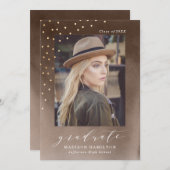 ブラウンエレガントウォーターカラー写真卒業パーティー 招待状 (正面/裏面)