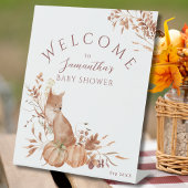 ブラウンエレガントキツネ&カボチャ秋のベビーシャワー 台座サイン