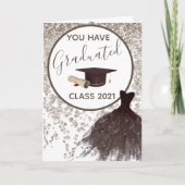 ブラウンエレガントグリッターあなたがドレスグラード衣服することができる カード (正面)