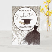 ブラウンエレガントグリッターあなたがドレスグラード衣服することができる カード (黄色い花)