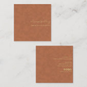 ブラウンエレガントスエードレザーテクスチャプロフェッショナル スクエア名刺 (正面/裏面)