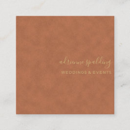 ブラウンエレガントスエードレザーテクスチャプロフェッショナル スクエア名刺