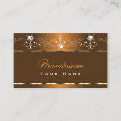 ブラウンエレガントスクイグルスパークルダイヤモンドオーナメント 名刺 (正面)