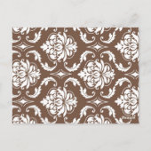 ブラウンエレガントダマスクのウェディングテーブル番号 ポストカード (裏面)