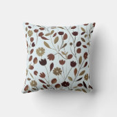 ブラウンエレガントトーンのニュートラルフローラルパターン クッション (裏面)