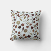 ブラウンエレガントトーンのニュートラルフローラルパターン クッション (正面)