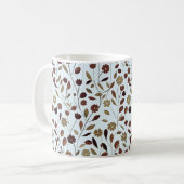 ブラウンエレガントトーンのニュートラルフローラルパターン コーヒーマグカップ (正面左)