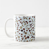 ブラウンエレガントトーンのニュートラルフローラルパターン コーヒーマグカップ (左)