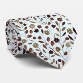 ブラウンエレガントトーンのニュートラルフローラルパターン ネクタイ (ロール)