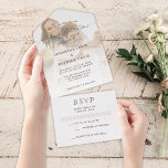 ブラウンエレガントニュートラルカップル結婚写真 オールインワン招待状<br><div class="desc">ブラウンエレガントニュートラルなカップルの写真結婚が1つの招待状ですべて</div>