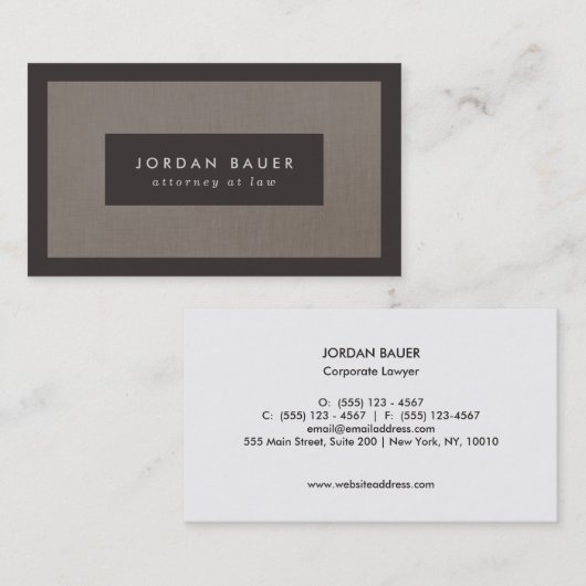 ブラウンエレガントフェイクリネンプロフェッショナル 名刺 (正面/裏面)