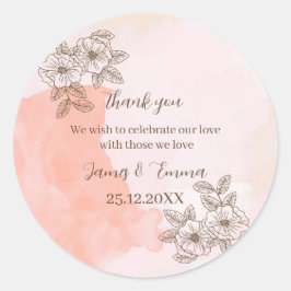 ブラウンエレガントフラワーカスタムウェディング ラウンドシール