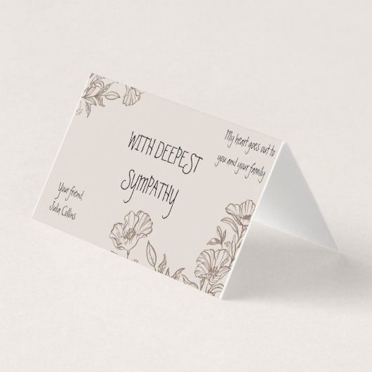 ブラウンエレガントフローラ折り畳み同情カード (正面)