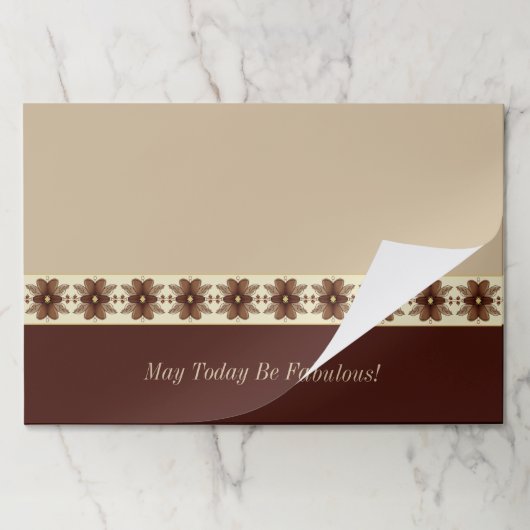 ブラウンエレガントフローラ紙ランチョンマット ペーパーパッド (折り畳み)