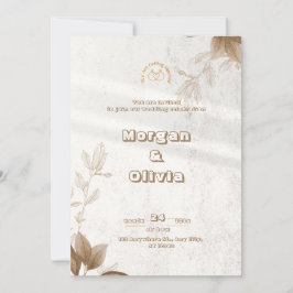 ブラウンエレガントフローラ結婚式招待状 招待状