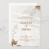 ブラウンエレガントフローラ結婚式招待状 招待状 (正面/裏面)