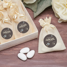 ブラウンエレガントブルーウォーター色フローラブライダルシャワー ラウンドシール