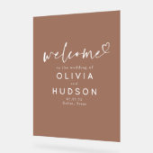 ブラウンエレガントミニマ結婚リスト歓迎 アクリルサイン (傾斜)