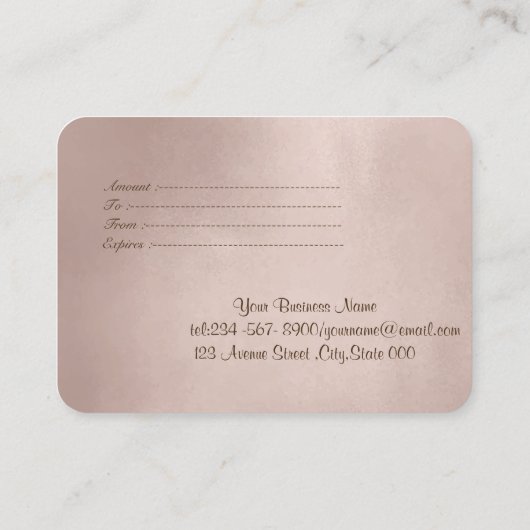 ブラウンエレガントモダングリッターバラ金ゴールド 割引カード (裏面)