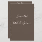 ブラウンエレガントモダンブライダルシャワーゲーム (正面/裏面)