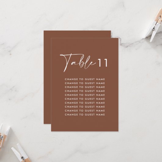 ブラウンエレガントモダン結婚テーブルの座席表 (正面/裏面インサイチュ)